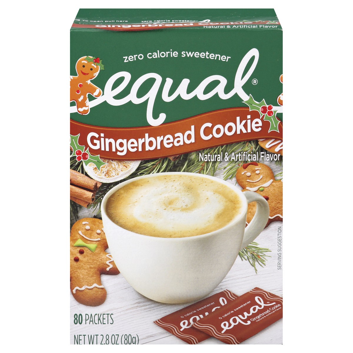 slide 2 of 12, Equal Zero Calorie Gingerbread Cookie Sweetener 80 ea, 80 ct