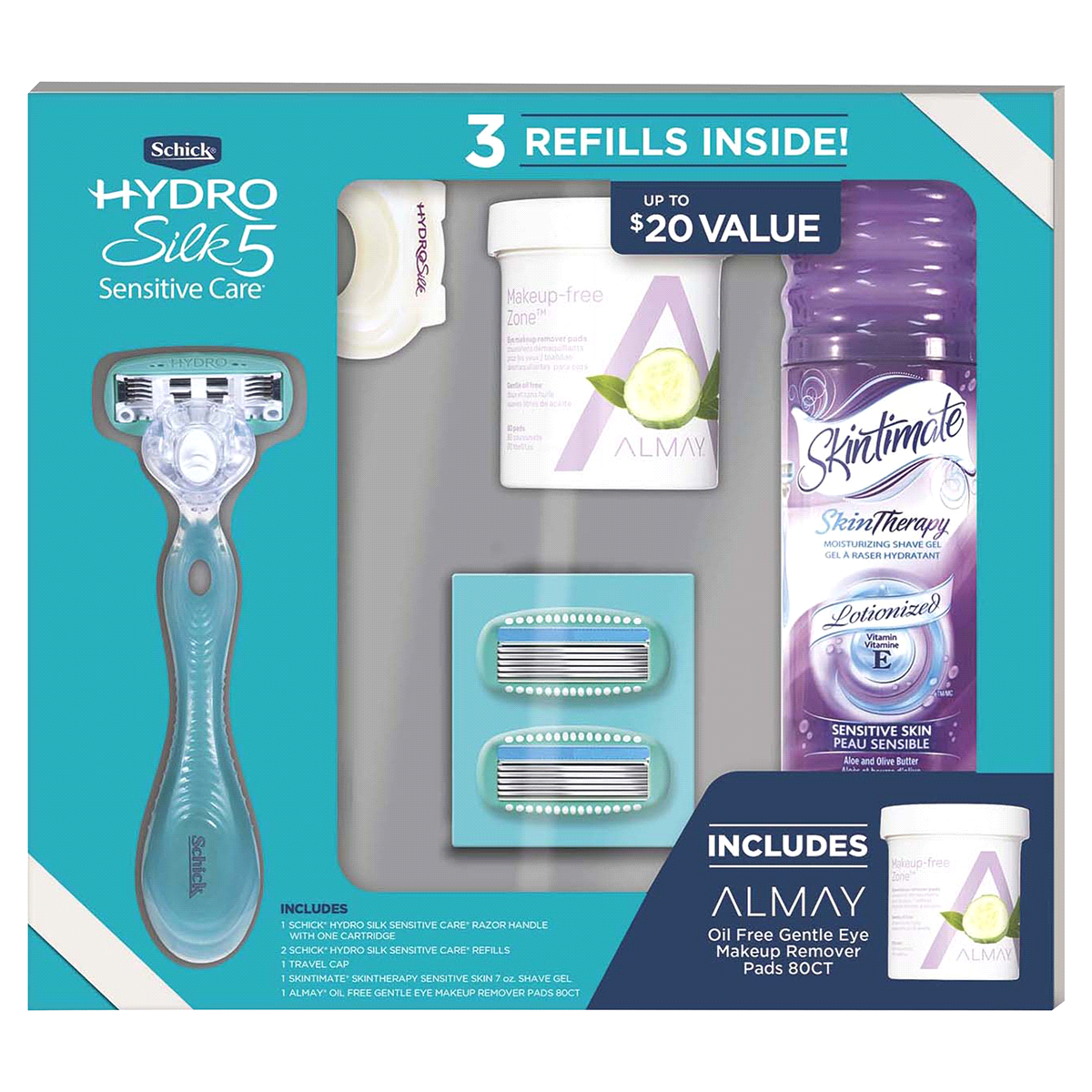 slide 1 of 1, Schick Hydroskilk Sensitive Bathroom Essentials Gift Set, 6 ct