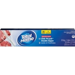 slide 1 of 1, Total Home By CVS Total Home Freezer Bags, Color Seal Double Zipper, 15 ct; 1 gal