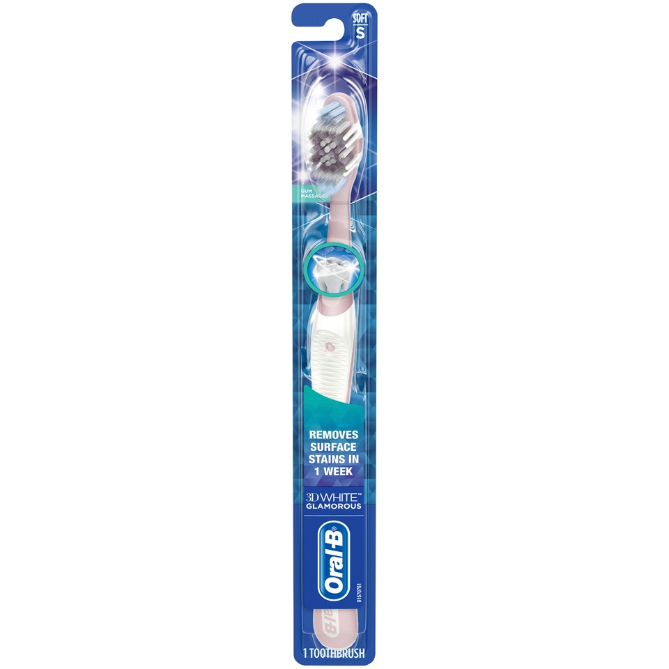 slide 1 of 2, Oral-B 3D White Glamorous Toothbrush, 1 ct