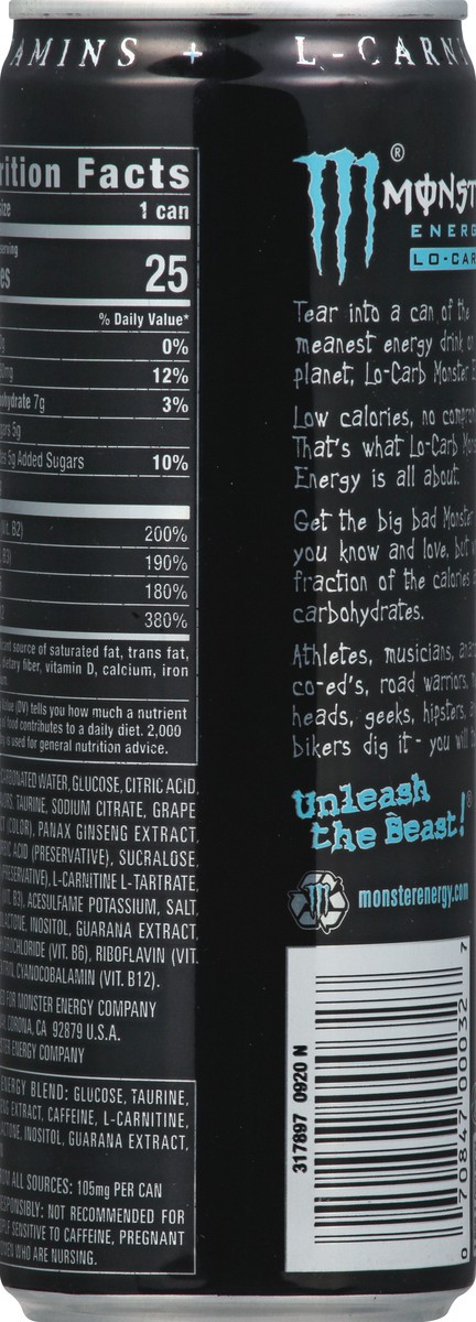 slide 3 of 10, Monster Energy Lo-Carb Energy Drink 12 fl oz, 12 fl oz