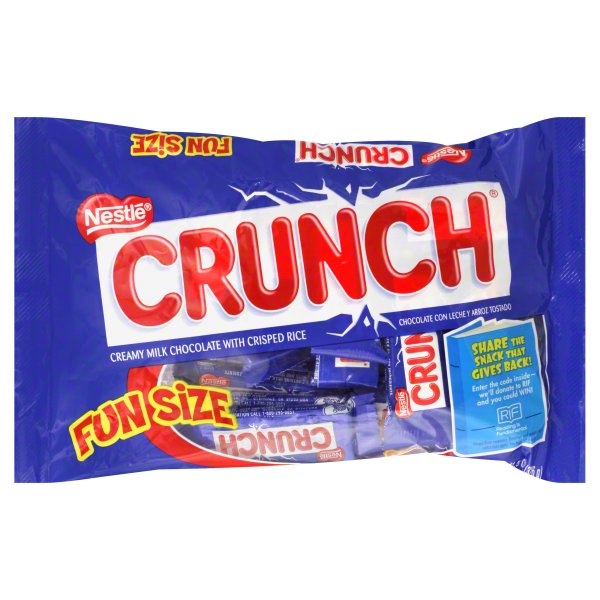 slide 1 of 1, Crunch Milk Chocolate, with Crisped Rice, Fun Size, 11.5 oz