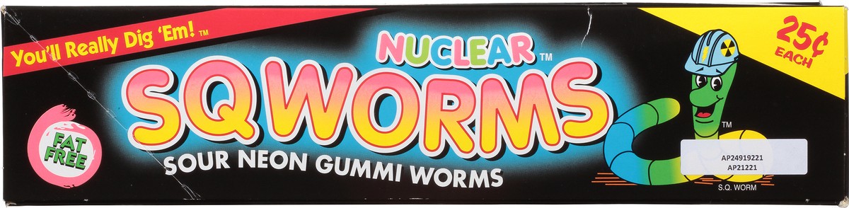 slide 11 of 13, Nuclear Sqworms 24 Pack Sour Neon Gummi Worms 24 ea, 24 ct