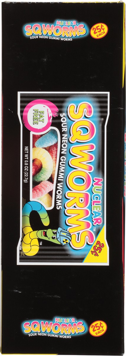 slide 2 of 13, Nuclear Sqworms 24 Pack Sour Neon Gummi Worms 24 ea, 24 ct