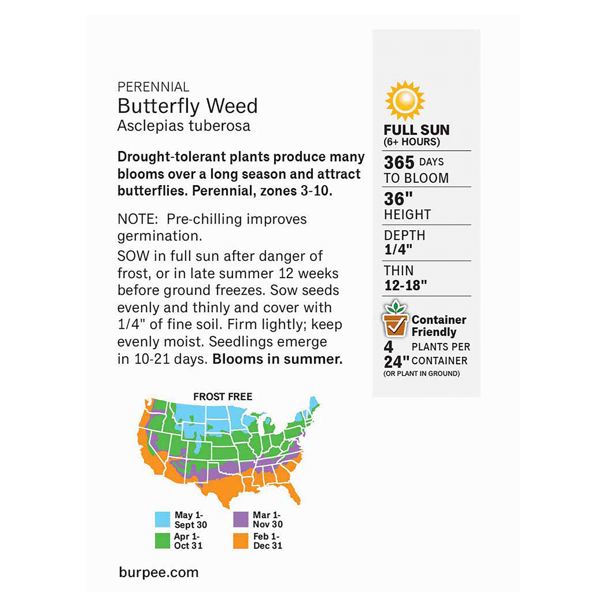 slide 5 of 5, Burpee Butterfly Weed Asclepias Tuberosa Seeds, 1 ct