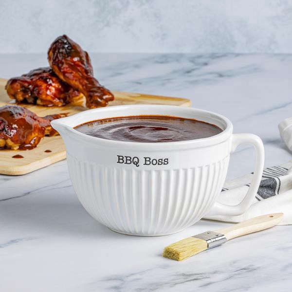 slide 1 of 1, Mud Pie Bbq Sauce Pitcher And Brush, 2 Piece Set, 1 ct