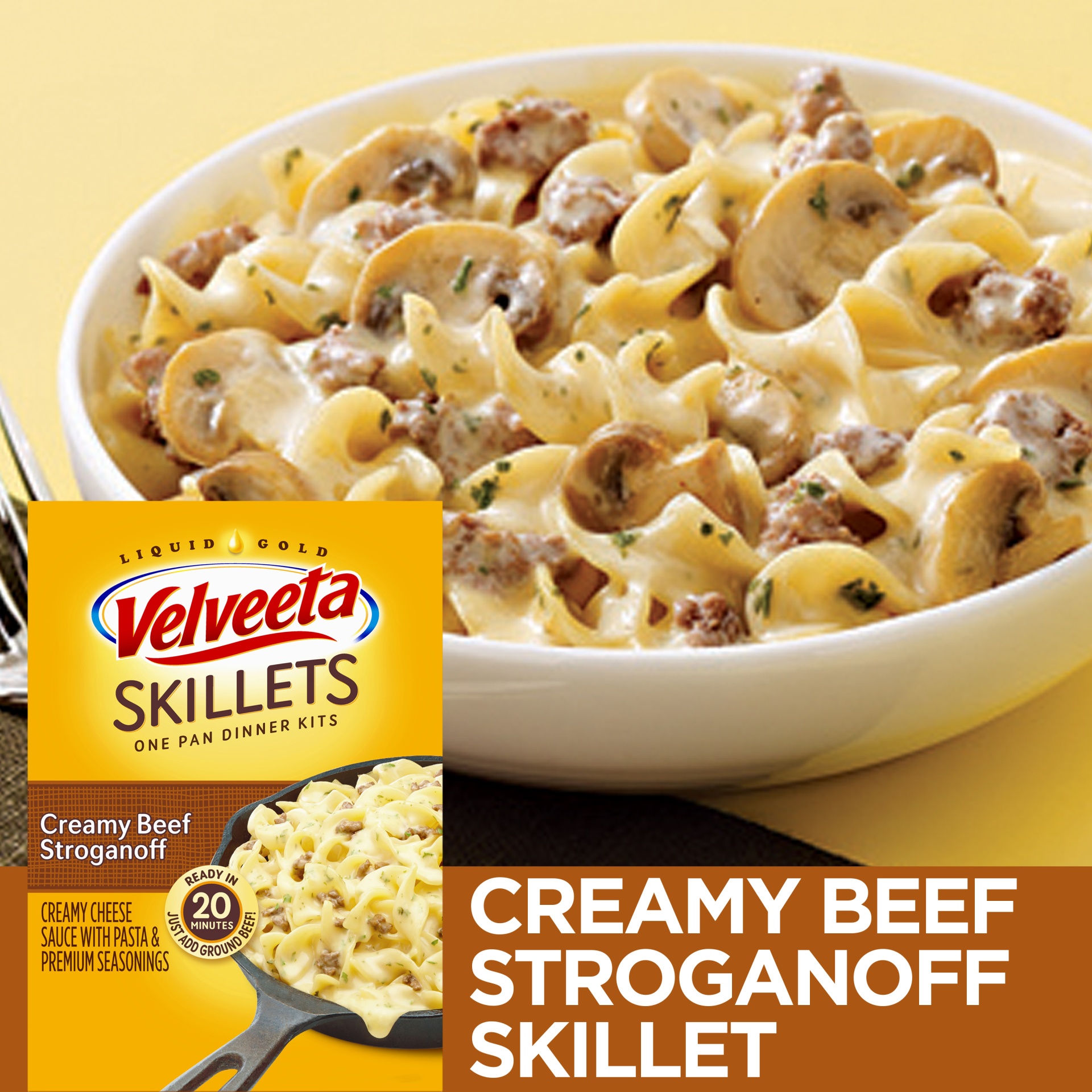 Velveeta Skillets Creamy Beef Stroganoff One Pan Dinner Kit with Cheese