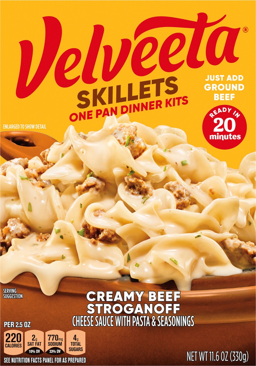 slide 8 of 9, Velveeta Cheesy Skillets Creamy Beef Stroganoff, 11.6 oz