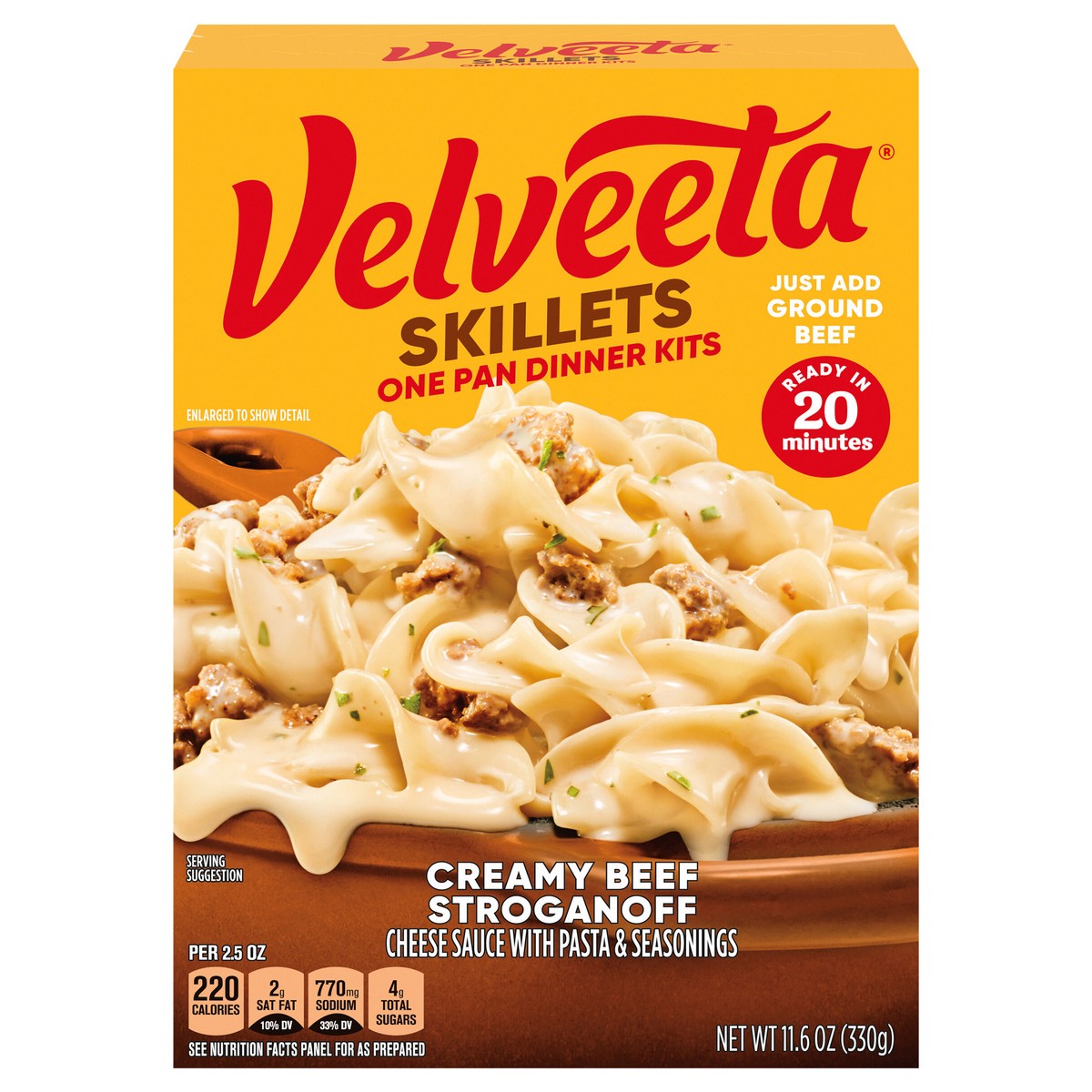 slide 1 of 9, Velveeta Skillets Creamy Beef Stroganoff One Pan Dinner Kit, 11.6 oz Box, 11.6 oz