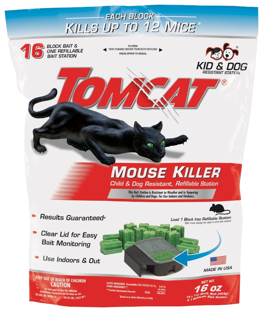 slide 1 of 1, Tomcat Mouse Killer Bait Station With Refills - Black/Green, 1 ct