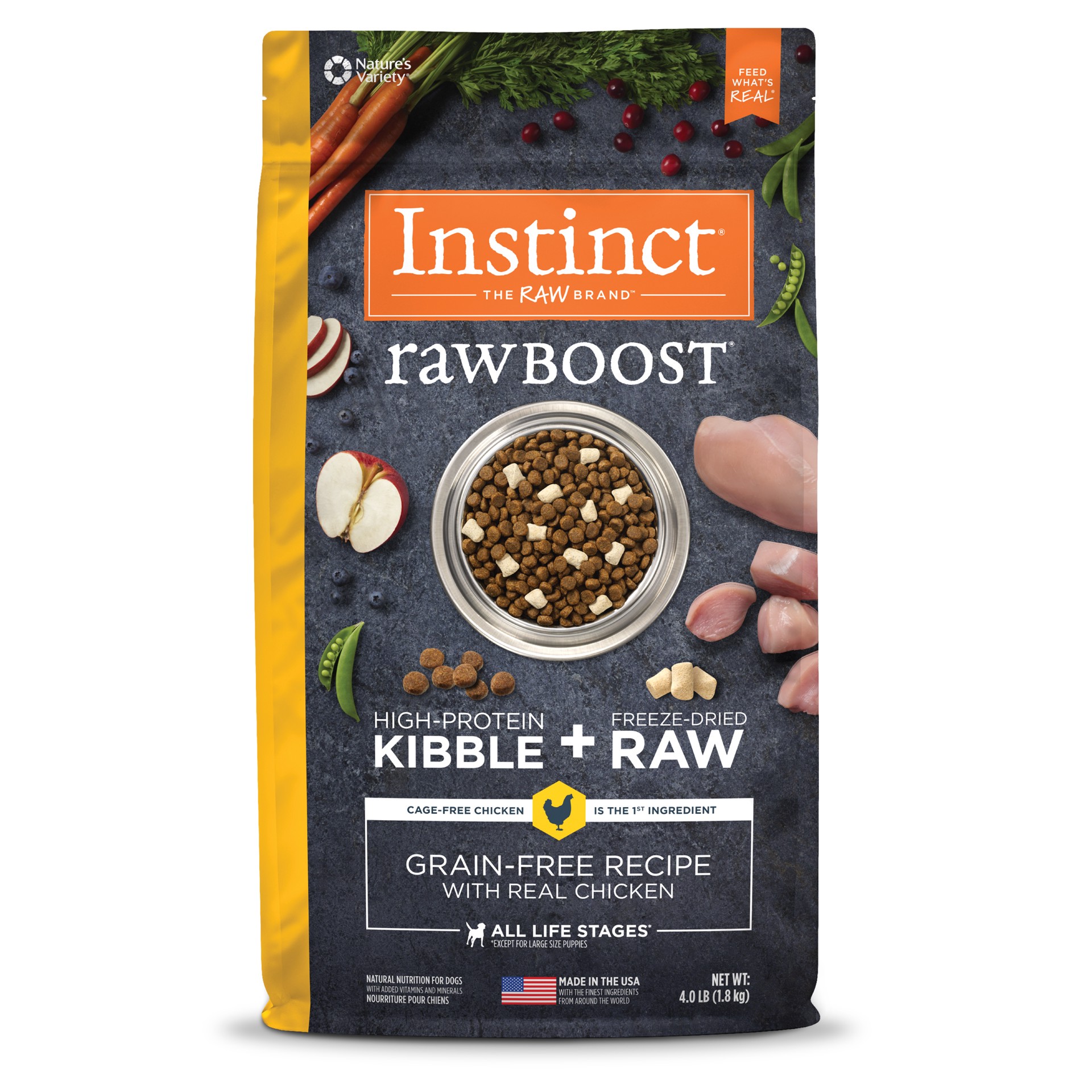 slide 1 of 4, Instinct Raw Boost Chicken Dry Dog Food, 4 lb. Bag, 4 lb