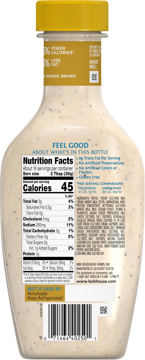 slide 2 of 6, Bolthouse Farms Gluten-Free Creamy Caesar Yogurt Dressing, 12 fl oz Bottle, 12 oz