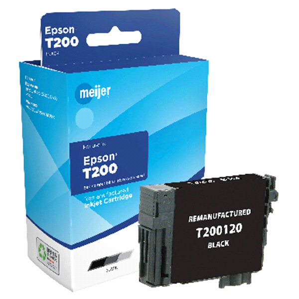 slide 1 of 1, Meijer Brand Remanufacture Ink Cartridge, replacement for Epson T200 Ink Black, 1 ct