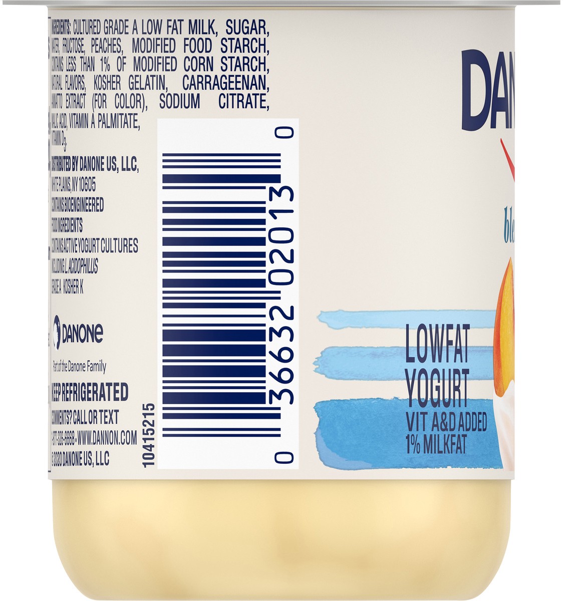 slide 10 of 10, Dannon Blended Low Fat Yogurt, Peach, Gluten-Free, 5.3 oz., 5.3 oz