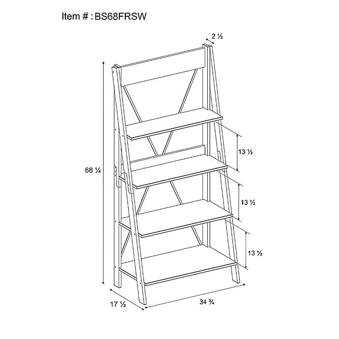 slide 3 of 7, Forest Gate Solid Wood Ladder Bookcase - Grey, 68 in