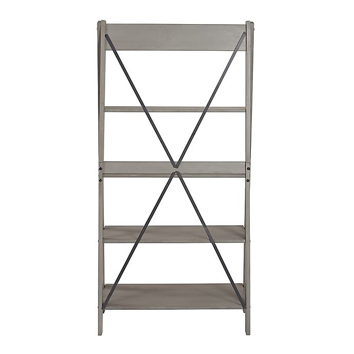 slide 5 of 7, Forest Gate Solid Wood Ladder Bookcase - Grey, 68 in