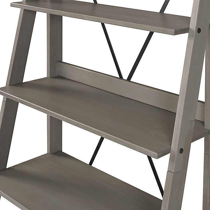 slide 7 of 7, Forest Gate Solid Wood Ladder Bookcase - Grey, 68 in