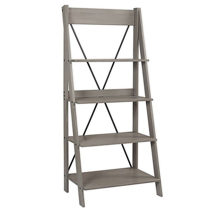 slide 1 of 7, Forest Gate Solid Wood Ladder Bookcase - Grey, 68 in