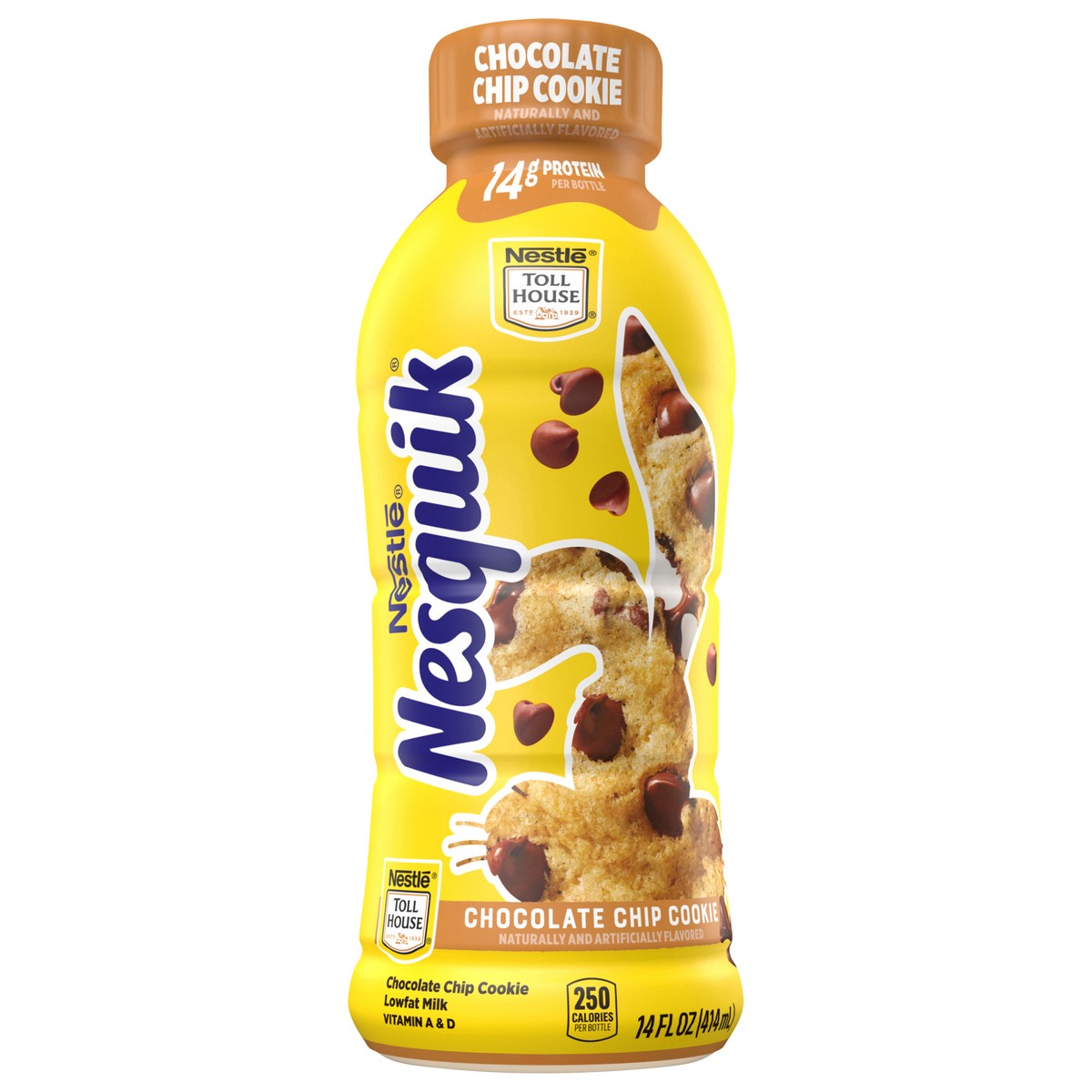 slide 1 of 11, Nesquik Toll House Chocolate Chip Cookie favored Milk, Ready to Drink Low-fat Milk, 14 fl oz