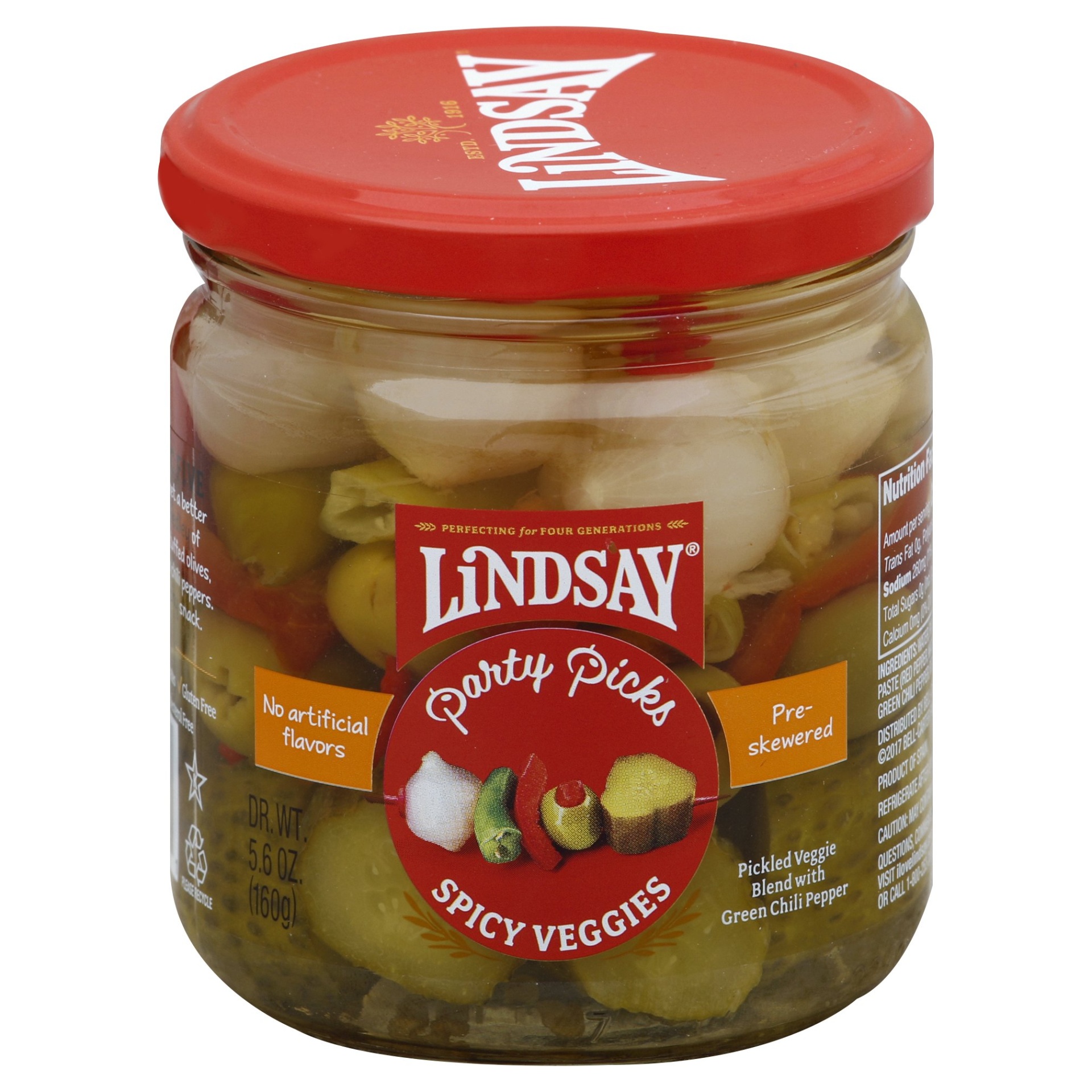 slide 1 of 1, Lindsay Olives Party Picks  Spicy Veggies, 5.6 oz