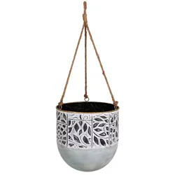 Evergreen Round Painted Hanging Metal Planter