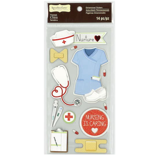 slide 1 of 4, Nurse Dimensional Stickers By Recollections Signature, 14 stickers