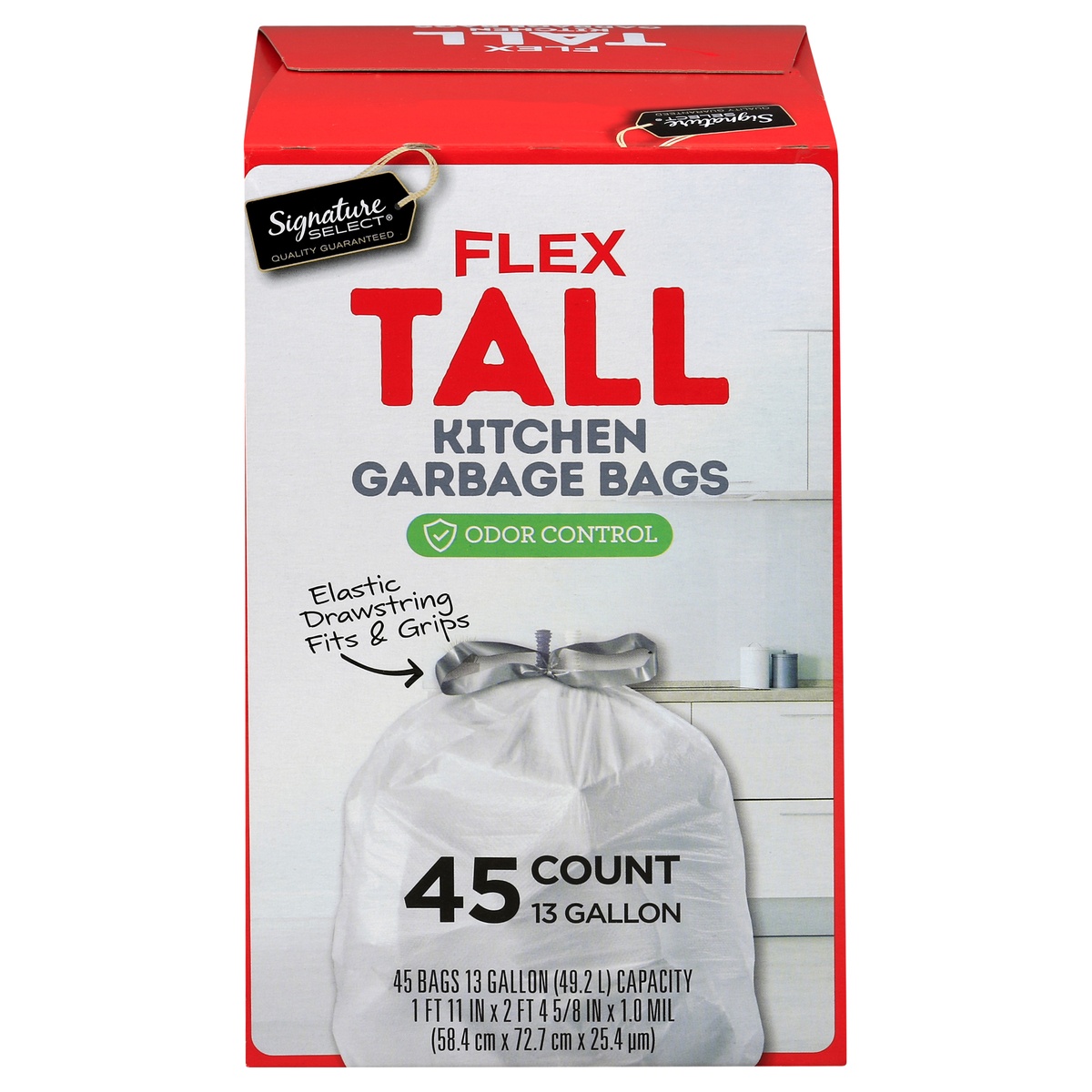 Signature SELECT Flex Tall Kitchen Bags With Drawstring 13 Gallon