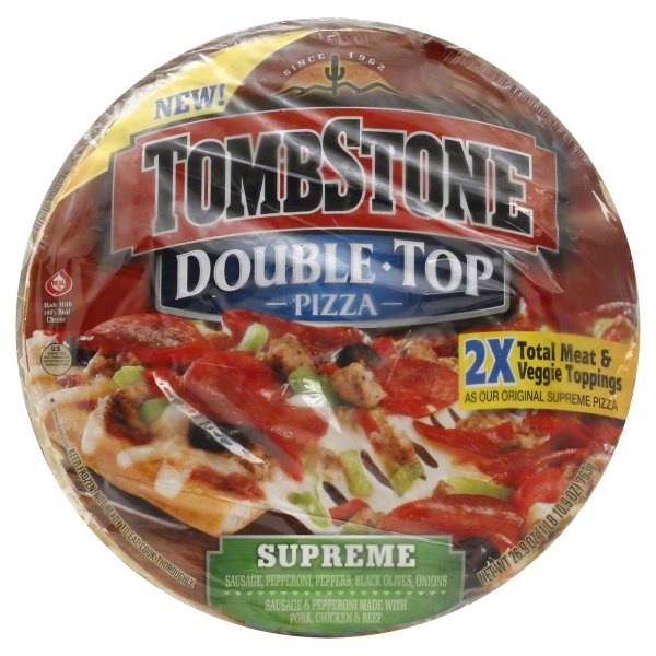 slide 1 of 3, Tombstone Double Top Supreme Pizza, 26.9 oz