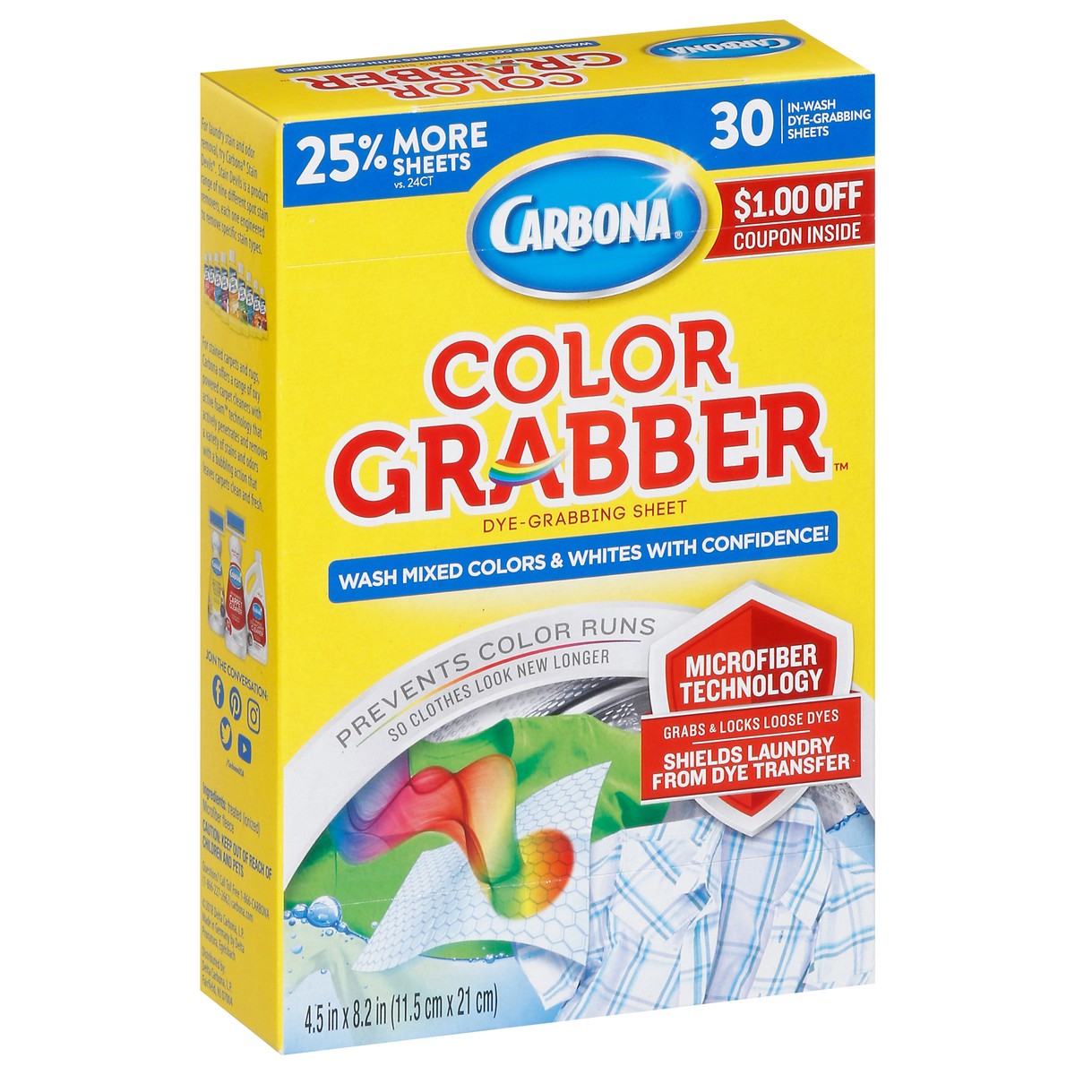 slide 8 of 9, Carbona Color Grabber In-Wash Dye-Grabbing Sheet 30 ea, 30 ct