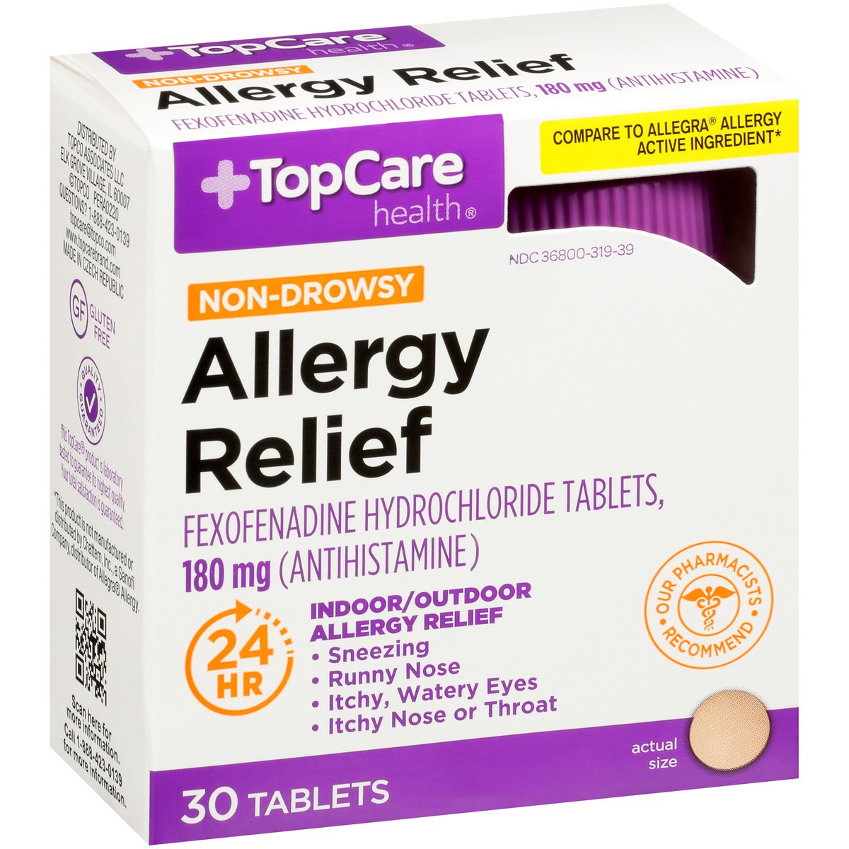 slide 2 of 9, TopCare Health Non-Drowsy Allergy Relief 30 ea, 30 ct; 180 mg