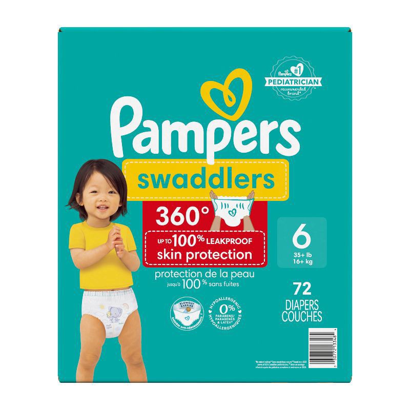 slide 4 of 12, Pampers Swaddler 360 Enormous Disposable Baby Diapers - Size 6 - 72ct, 72 ct
