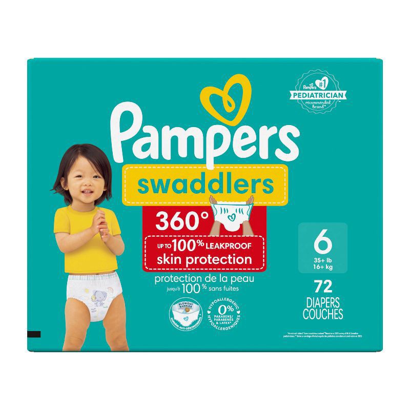 slide 9 of 12, Pampers Swaddler 360 Enormous Disposable Baby Diapers - Size 6 - 72ct, 72 ct
