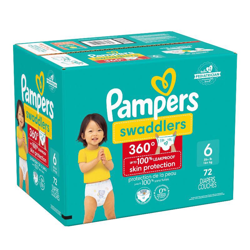 slide 7 of 12, Pampers Swaddler 360 Enormous Disposable Baby Diapers - Size 6 - 72ct, 72 ct