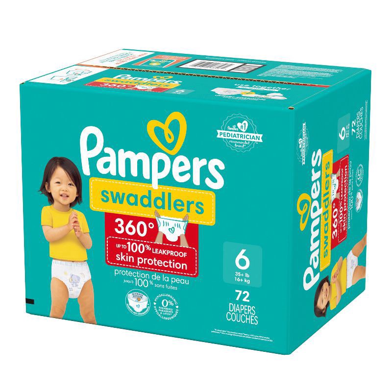 slide 8 of 12, Pampers Swaddler 360 Enormous Disposable Baby Diapers - Size 6 - 72ct, 72 ct