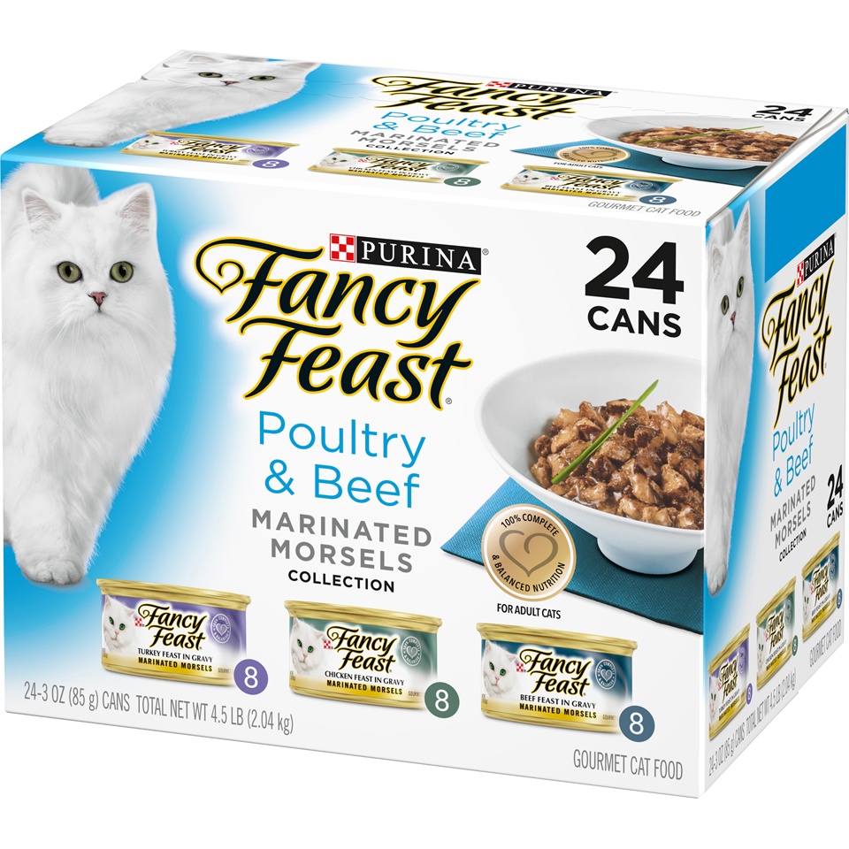 slide 3 of 9, Fancy Feast Poultry & Beef Marinated Morsels Collection Cat Food, 24 ct; 3 oz