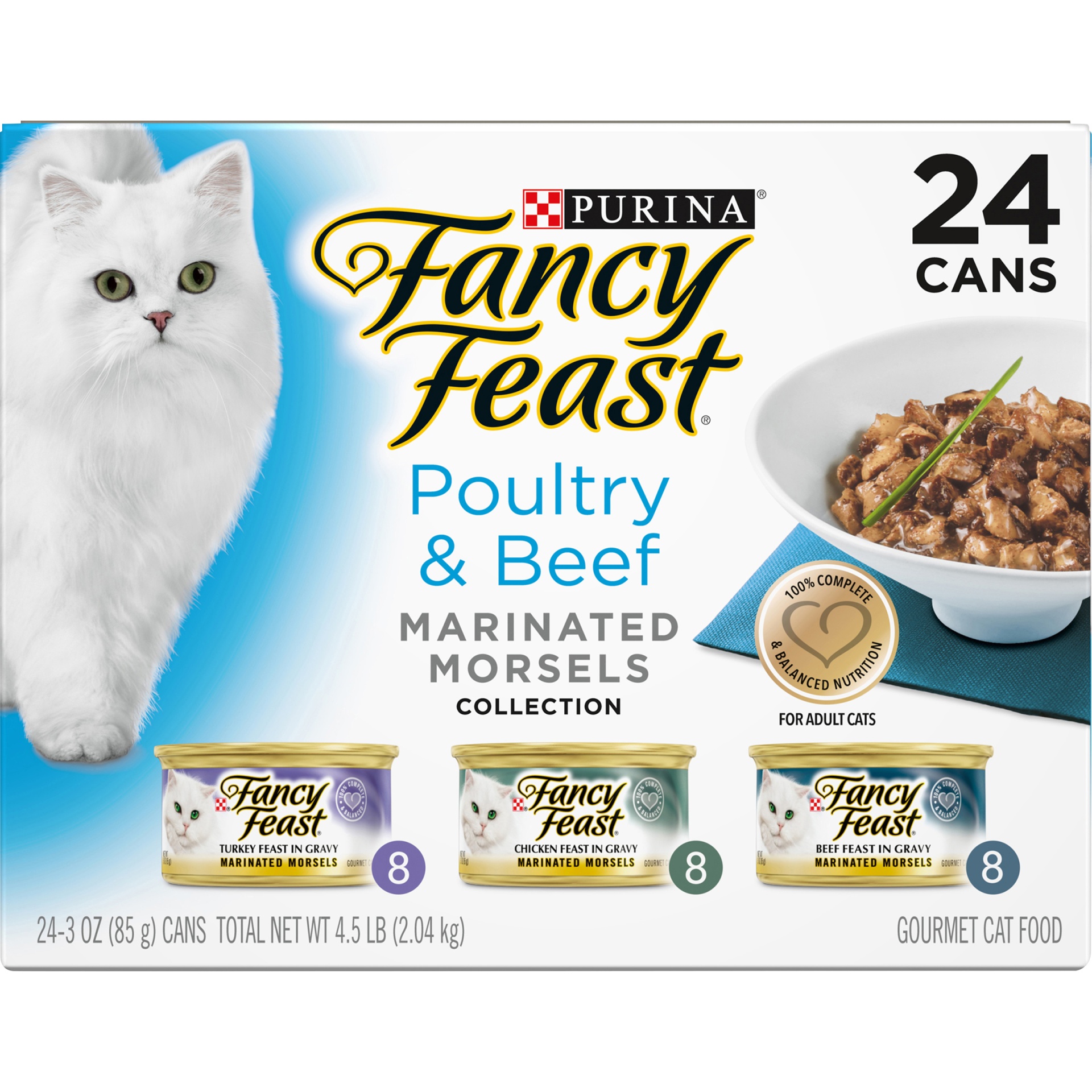 slide 6 of 9, Fancy Feast Poultry & Beef Marinated Morsels Collection Cat Food, 24 ct; 3 oz