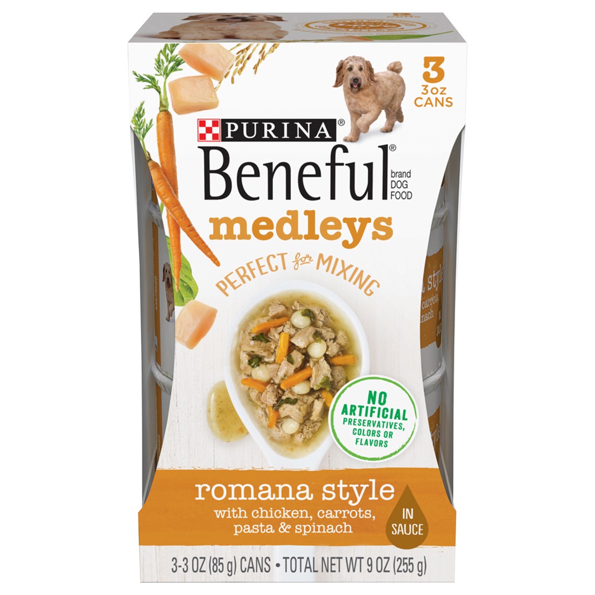 slide 1 of 8, Beneful Purina Beneful Wet Dog Food, Medleys Romana Style With Chicken in Sauce, 3 ct; 3 oz