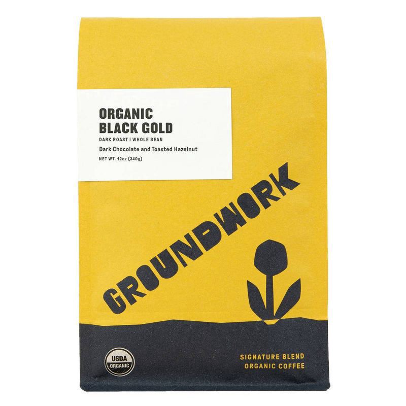 slide 1 of 4, Groundwork Coffee Groundwork Organic Black Gold Whole Bean Dark Roast Coffee- 12 oz, 12 oz