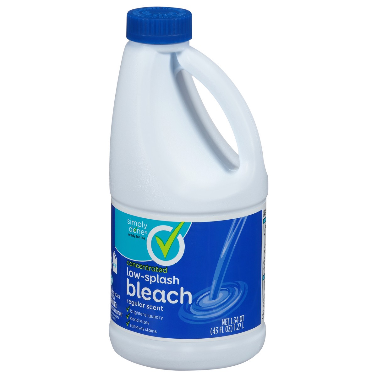 slide 2 of 10, Simply Done Bleach, Low-Splash, Concentrated, Regular Scent, 43 oz