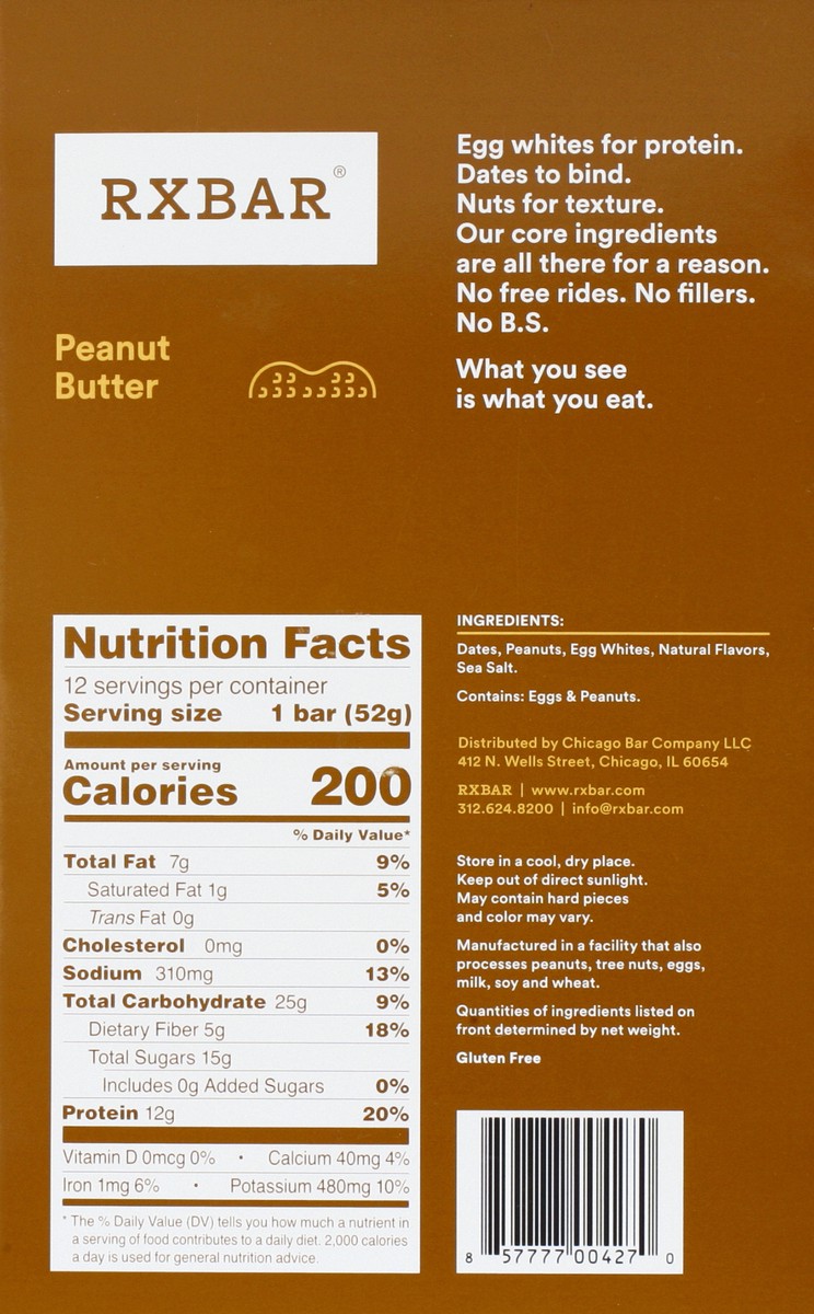 slide 2 of 6, RXBAR Protein Bars, Peanut Butter, 22 oz, 12 Count, 22 oz