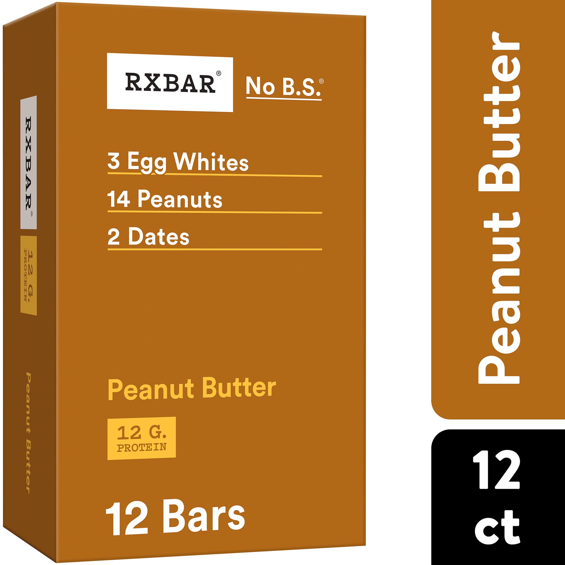 slide 1 of 6, RXBAR Protein Bars, 12g Protein, Gluten Free Snacks, Snack Bars, Peanut Butter, 22oz Box, 12 Bars, 22 oz