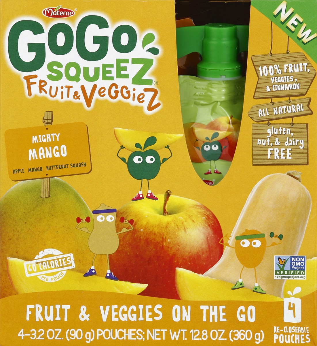 slide 4 of 4, GoGo squeeZ Mighty Mango Fruit & Veggies on the Go, 4 ct; 3.2 oz