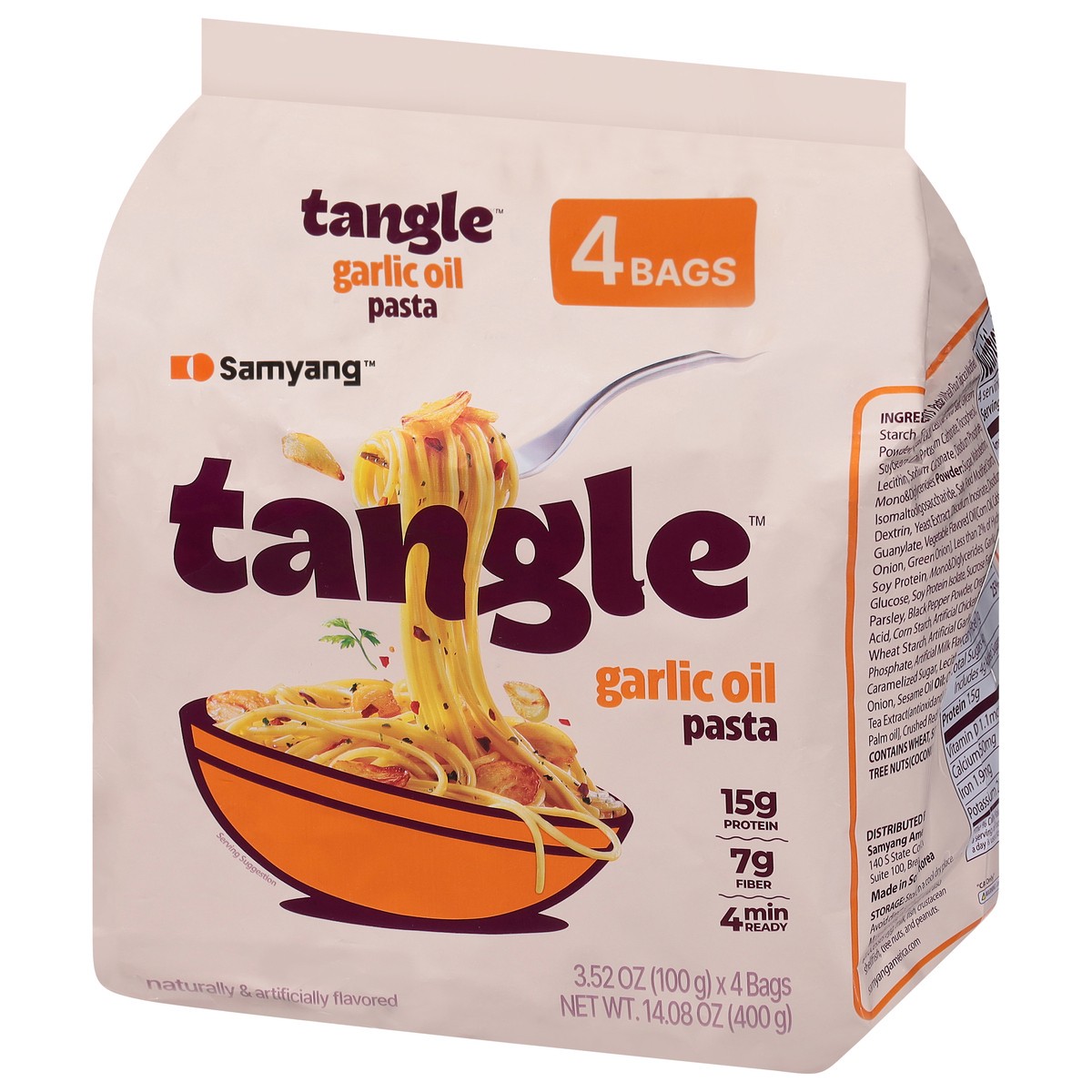 slide 9 of 15, Samyang Tangle Garlic Oil Pasta 4 - 3.52 oz Bags, 