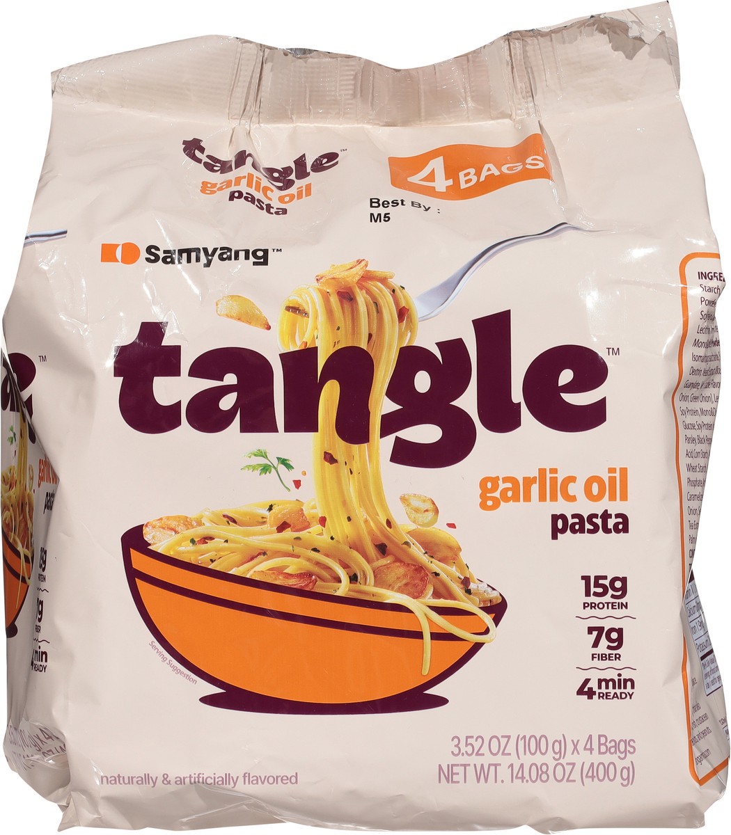 slide 13 of 15, Samyang Tangle Garlic Oil Pasta 4 - 3.52 oz Bags, 