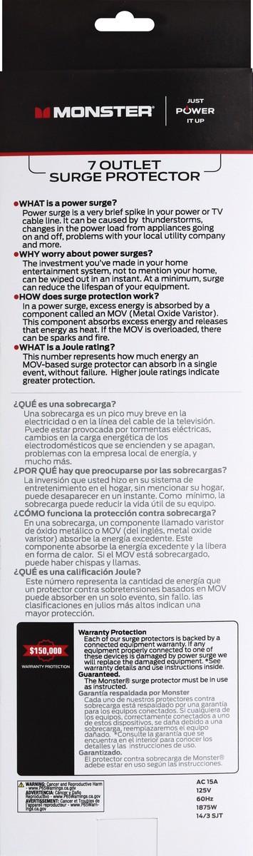 slide 4 of 8, Monster Comptr Surge Protct7Out, 1 ct