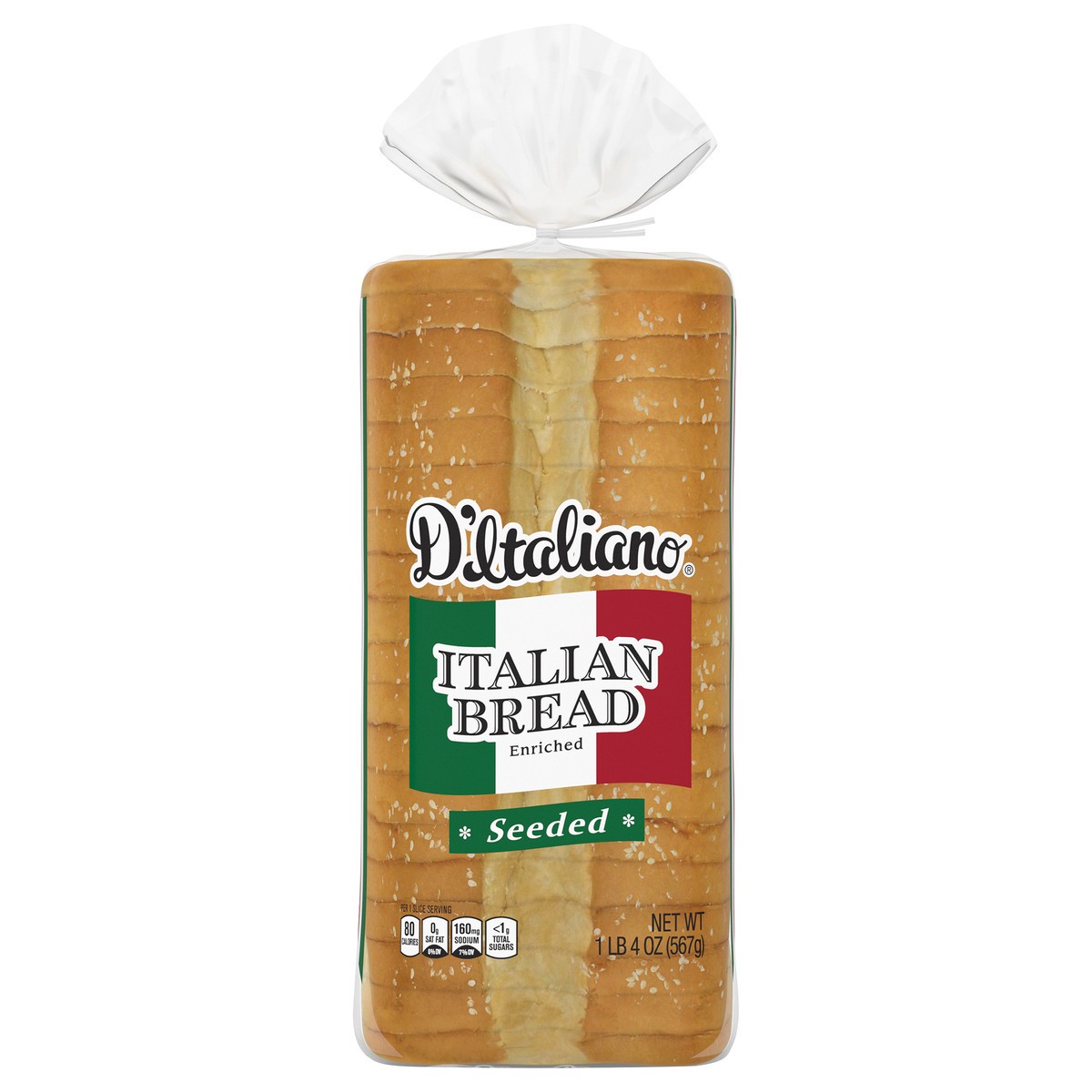 slide 1 of 7, D'Italiano Italian Seeded White Bread 20 Oz, 20 oz
