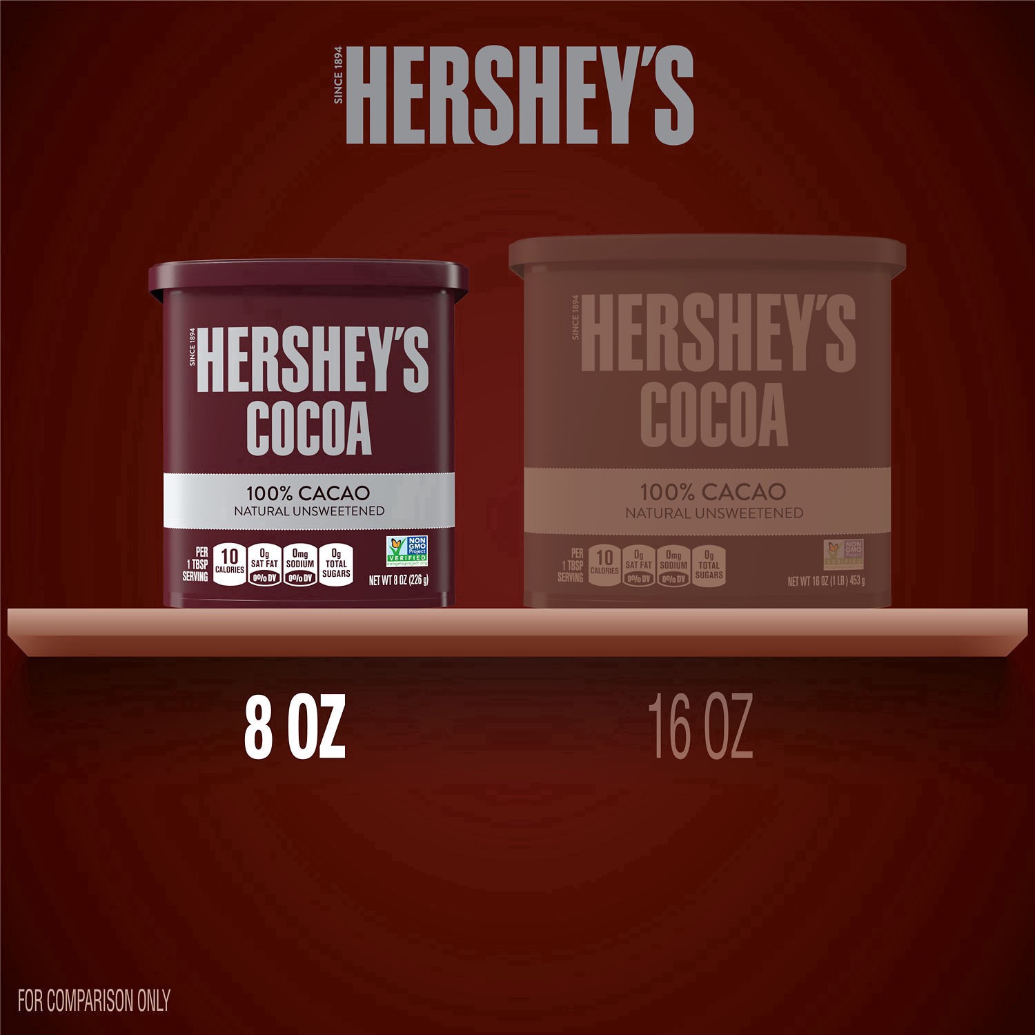 slide 4 of 8, Hershey's Cocoa, Unsweetened, 100% Cacao, Natural, Chocolate, 6 oz