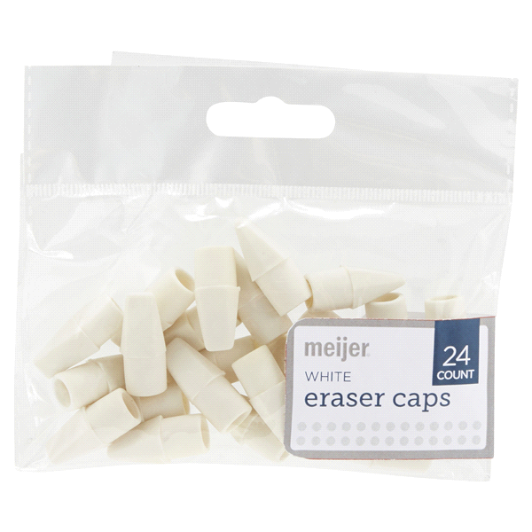 slide 1 of 1, Meijer White Eraser Cap, 24 ct