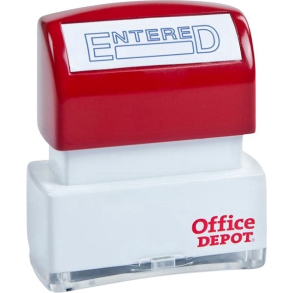 slide 2 of 2, Office Depot® Brand Pre-Inked Message Stamp, ""Entered"", Blue, 1 ct