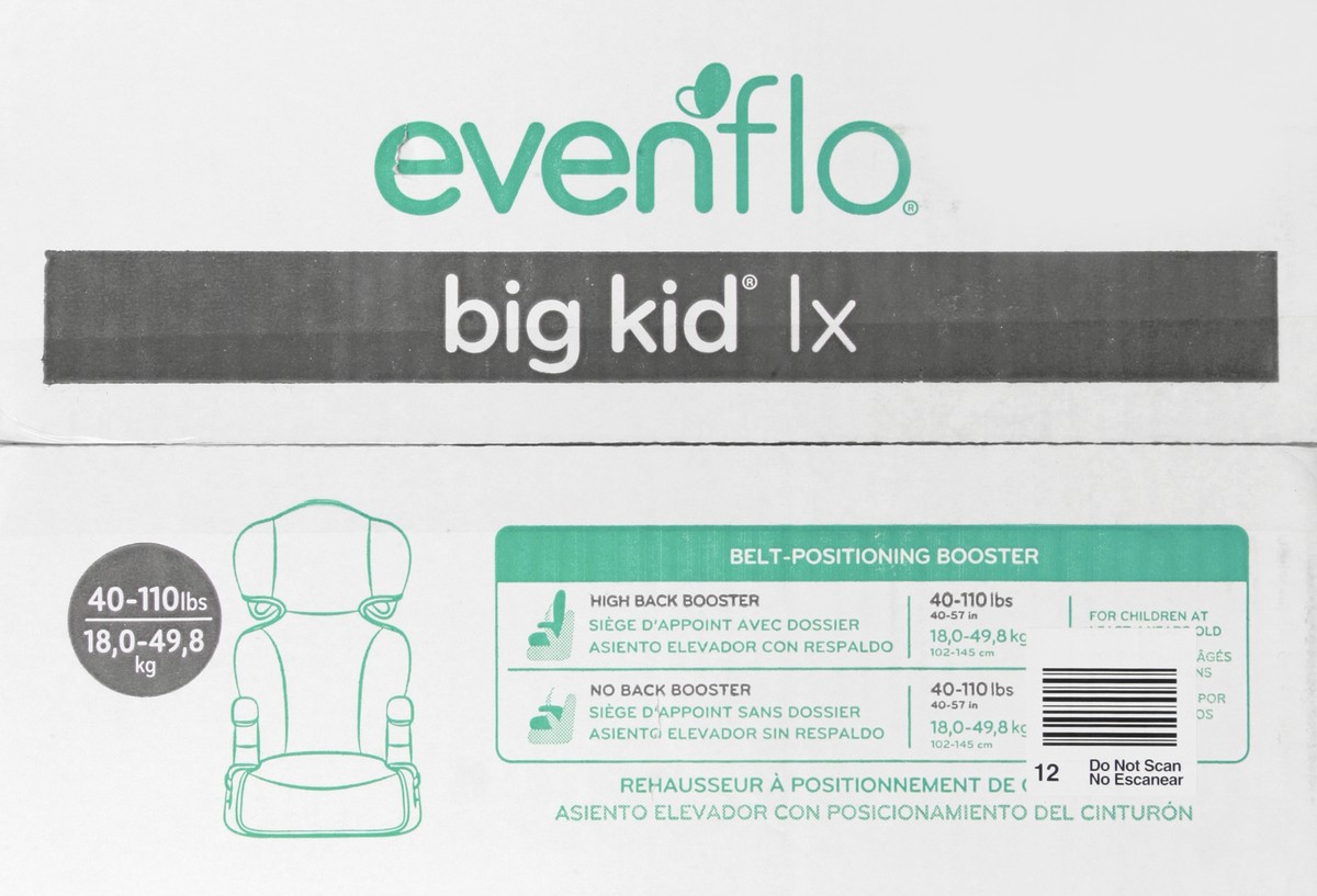 slide 9 of 9, Evenflo Big Kid lx 40-110 Lbs Belt Positioning Booster Car Seat 1 ea, 1 ea